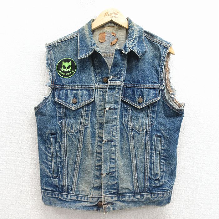 【中古】古着 リーバイス 80s デニムベスト メンズ 80年代 Levis 70506 紺 USA製 コットン アメカジ ストリート カジュアル きれいめ ヴィンテージ 26apr03