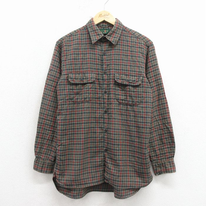 乐天商城 - 【中古】古着 ジェイクルー 長袖 ブランド ウール シャツ メンズ 90年代 90s 緑他 チェック 26apr03