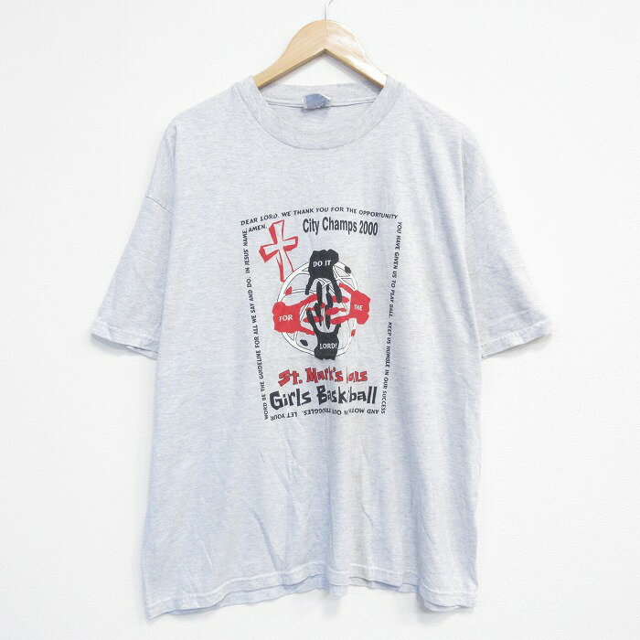 樂天商城 - 【中古】古着 ヘインズ 半袖 ビンテージ Tシャツ メンズ 00年代 00s バスケットボール 大きいサイズ クルーネック 薄グレー 霜降り 26apr03