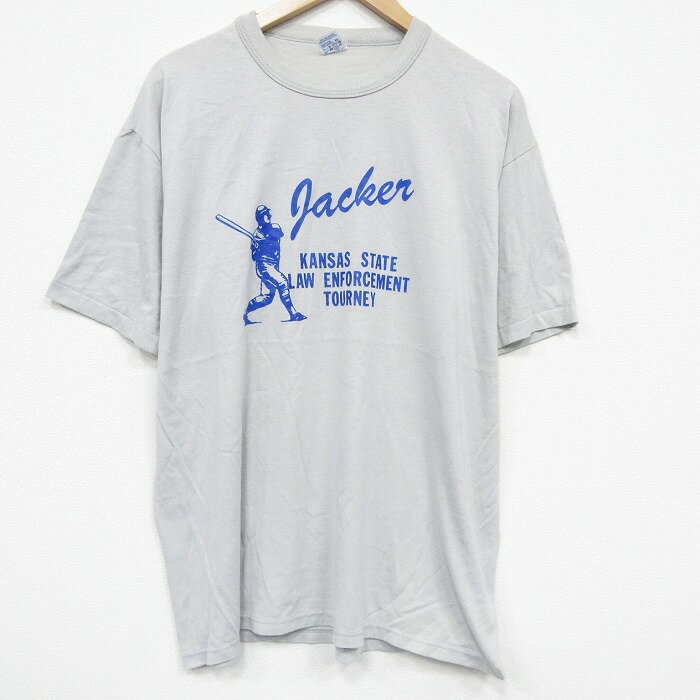 【中古】古着 90s ヴィンテージ 半袖Tシャツ メンズ グレー USA製 野球 クルーネック 大きいサイズ ビッグシルエット アメカジ ストリート カジュアル きれいめ【spe】 26apr03