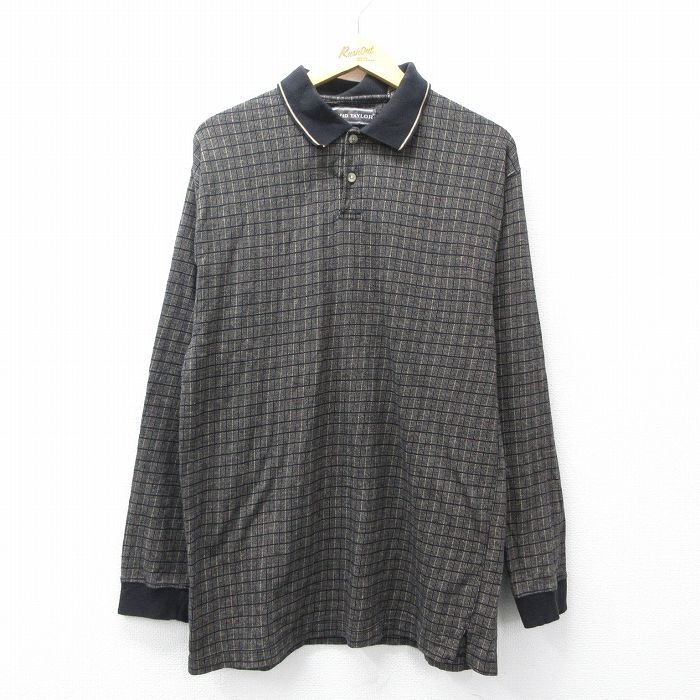 樂天商城 - 【中古】古着 長袖 ポロ シャツ メンズ 90年代 90s 黒他 チェック 26apr04