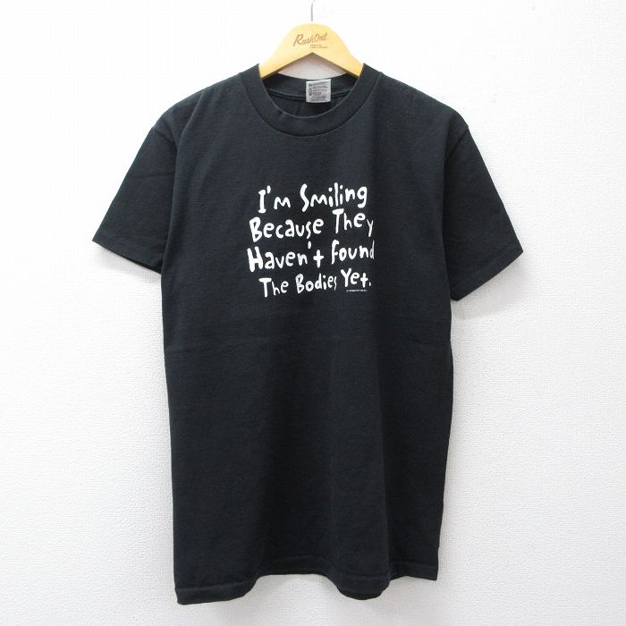 樂天商城 - 【中古】古着 半袖 ビンテージ Tシャツ メンズ 90年代 90s メッセージ コットン クルーネック 黒 26apr04