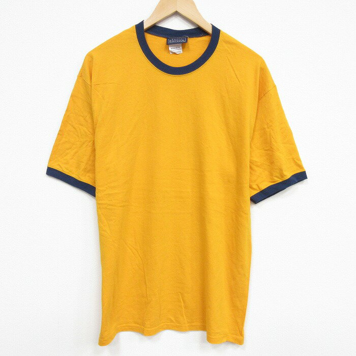 樂天商城 - 【中古】古着 ベーシックエディションズ 半袖 ビンテージ Tシャツ メンズ 90年代 90s 無地 コットン クルーネック 黄 26apr04