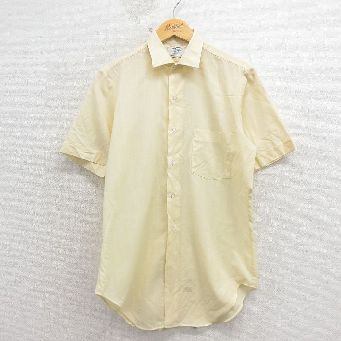 【中古】古着 アロー 80s 半袖シャツ メンズ USA製 ストライプ 薄黄 ヴィンテージ アメカジ ストリート カジュアル きれいめ レトロ オールド 26apr06