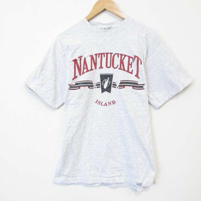 Rakuten - 【中古】古着 90s ヴィンテージ半袖Tシャツ メンズ 90年代 ナンタケット 薄グレー 霜降り クルーネック USA製 コットン アメカジ ストリート カジュアル 26apr06