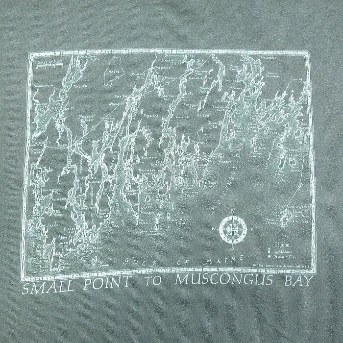 【中古】古着 00s 半袖Tシャツ メンズ 薄緑 地図プリント コットン クルーネック アメカジ ストリート カジュアル きれいめ ヴィンテージ レトロ オールド 26apr06