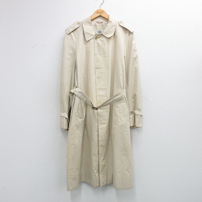 乐天商城 - 【中古】古着 アクアスキュータム 長袖 トレンチ コート メンズ 80年代 80s ラグラン ロング丈 カナダ製 薄ベージュ 26apr07