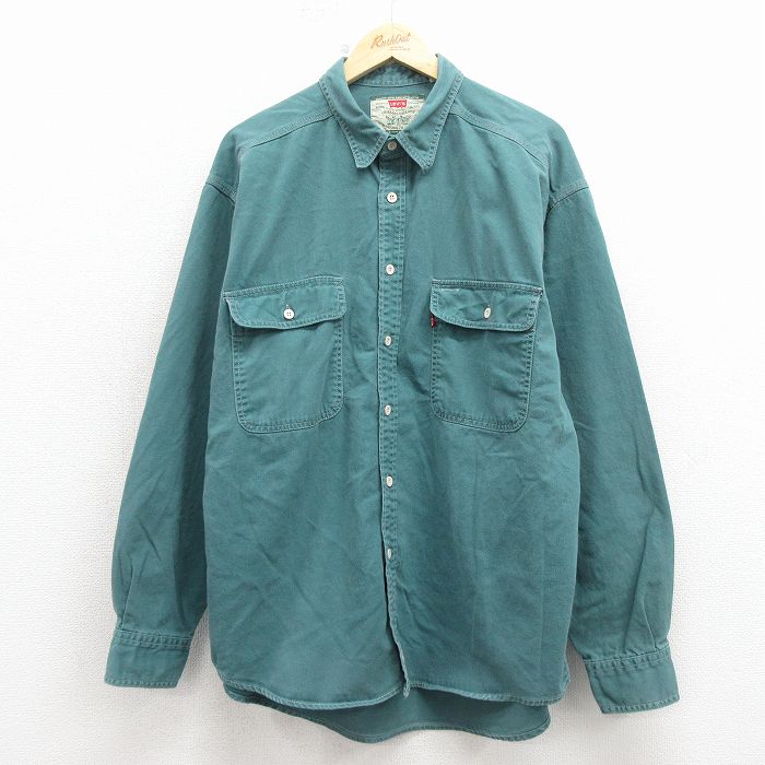 Casual Shirts - 【中古】古着 リーバイス 00s 長袖シャツ メンズ 大きいサイズ 緑 Levis コットン ビッグシルエット アメカジ ストリート カジュアル きれいめ ヴィンテージ 26apr07