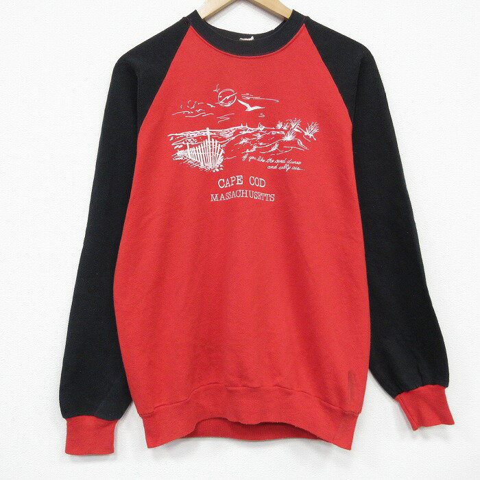 Rakuten - 【中古】古着 80s 80年代 長袖スウェット トレーナー メンズ ケープコッド ツートンカラー ラグラン クルーネック 黒 ビッグシルエット アメカジ ストリート カジュアル 26apr07