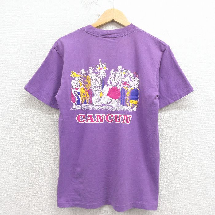 乐天商城 - 【中古】古着 オニータ ONEITA 90s 半袖Tシャツ メンズ ヴィンテージ 紫 USA製 スケルトンプリント コットン クルーネック アメカジ ストリート カジュアル 26apr07