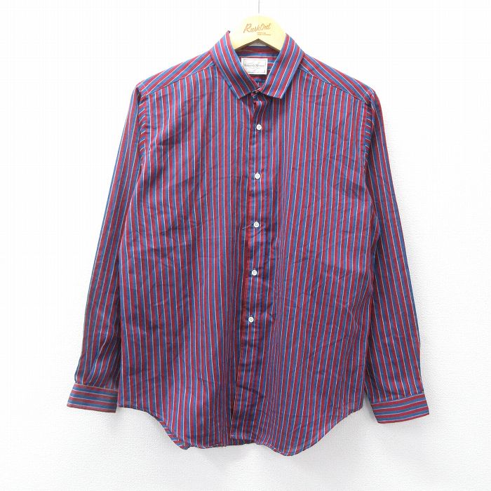 Rakuten - 【中古】古着 80s 長袖シャツ メンズ Mサイズ 紺 ストライプ アメカジ カジュアルシャツ 80年代 ヴィンテージ 26apr09