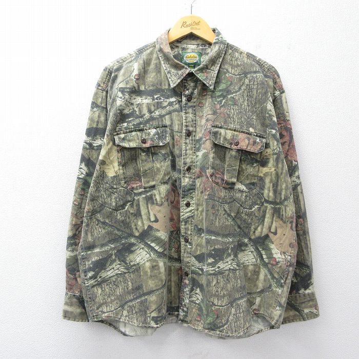 【中古】古着 カベラス 00s ハンティング 長袖シャツ メンズ 迷彩 緑 ビッグシルエット アメカジ ストリート カジュアル きれいめ ヴィンテージ レトロ オールド【spe】 26apr09