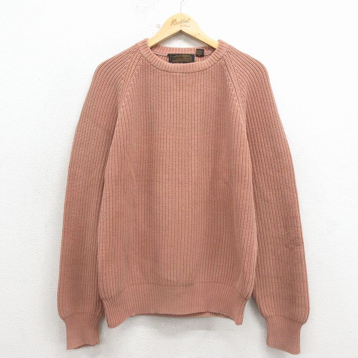 【中古】古着 エディーバウアー 90s セーター メンズ 90年代 ヴィンテージ 茶 コットン ラグラン ビッグシルエット 大きいサイズ アメカジ ストリート カジュアル 26apr09