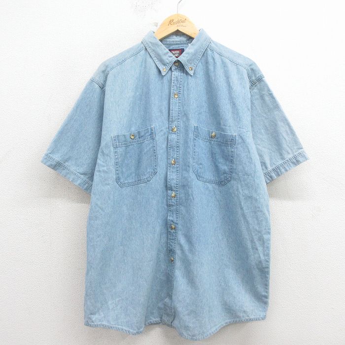 乐天商城 - 【中古】古着 FADED GLORY 半袖 シャツ メンズ 00年代 00s コットン ボタンダウン 薄紺 26apr11