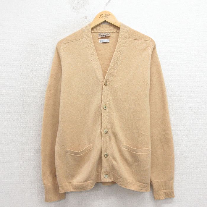 乐天商城 - 【中古】古着 長袖 ニット カーディガン メンズ 70年代 70s ラムウール ラグラン イングランド製 ベージュ 26apr11