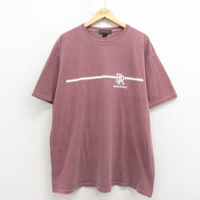 Rakuten - 【中古】古着 バナナリパブリック 半袖 ブランド ビンテージ Tシャツ メンズ 00年代 00s ワンポイントロゴ 大きいサイズ コットン クルーネック USA製 エンジ【spe】 26apr11