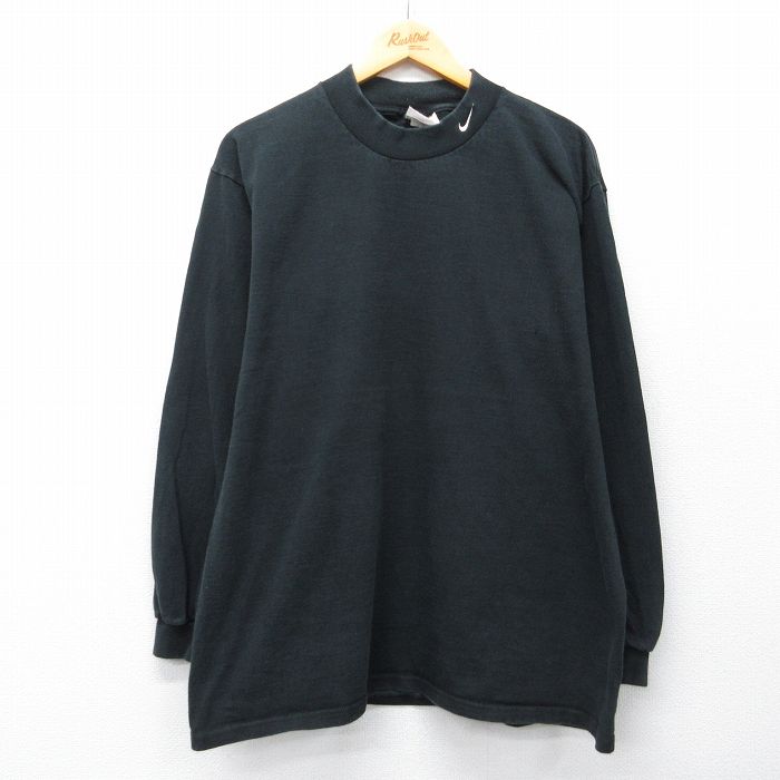Rakuten - 【中古】古着 ナイキ NIKE 長袖 Tシャツ メンズ 90年代 90s ワンポイントロゴ コットン モックネック ハイネック USA製 黒 26apr16