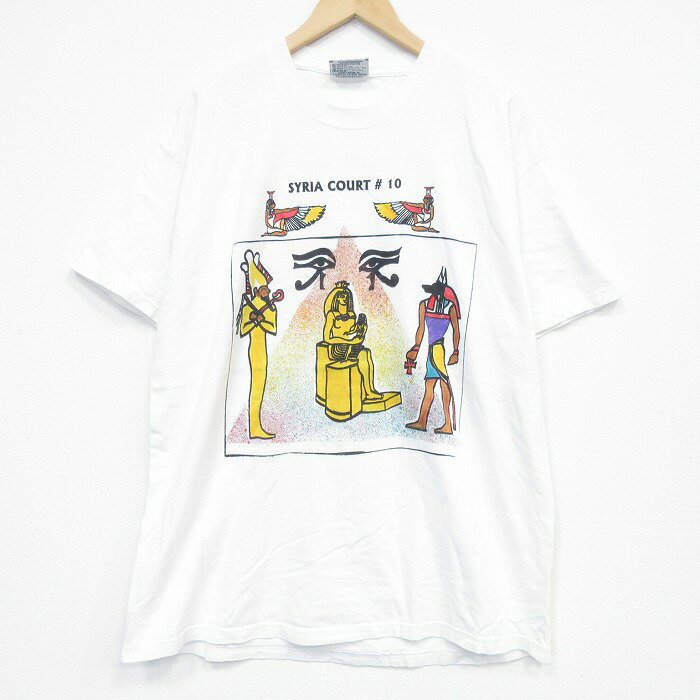 乐天商城 - 【中古】古着 リー Lee 半袖 ビンテージ Tシャツ メンズ 90年代 90s 古代エジプト 大きいサイズ コットン クルーネック USA製 白【spe】 26apr23