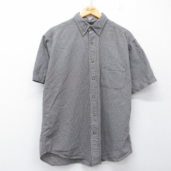 Rakuten - 【中古】古着 ドッカーズ 半袖 シャツ メンズ コットン ボタンダウン 茶他 チェック 26apr24