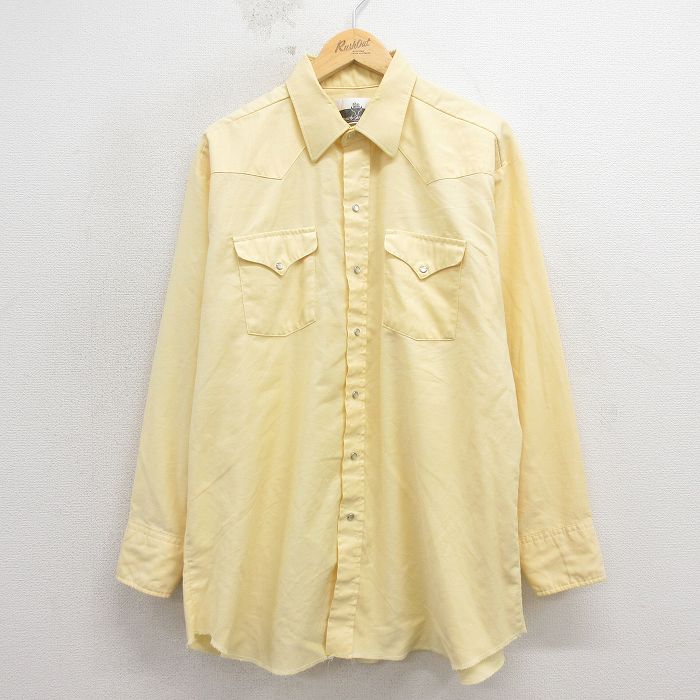 樂天商城 - 【中古】古着 長袖 ウエスタン シャツ メンズ 80年代 80s 大きいサイズ USA製 黄 26apr24