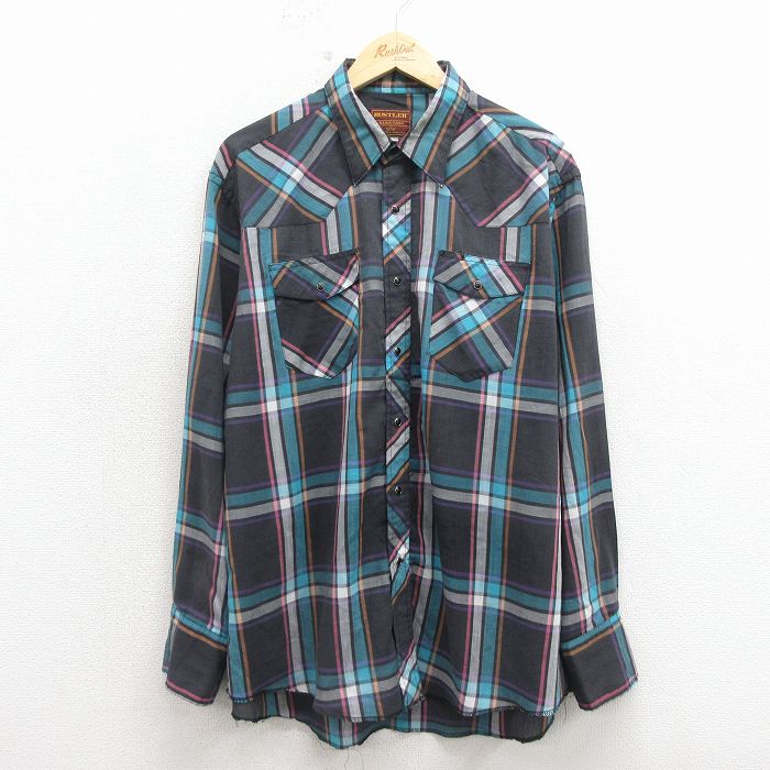 樂天商城 - 【中古】古着 ラスラー 長袖 ウエスタン シャツ メンズ 90年代 90s 黒他 チェック 26apr24