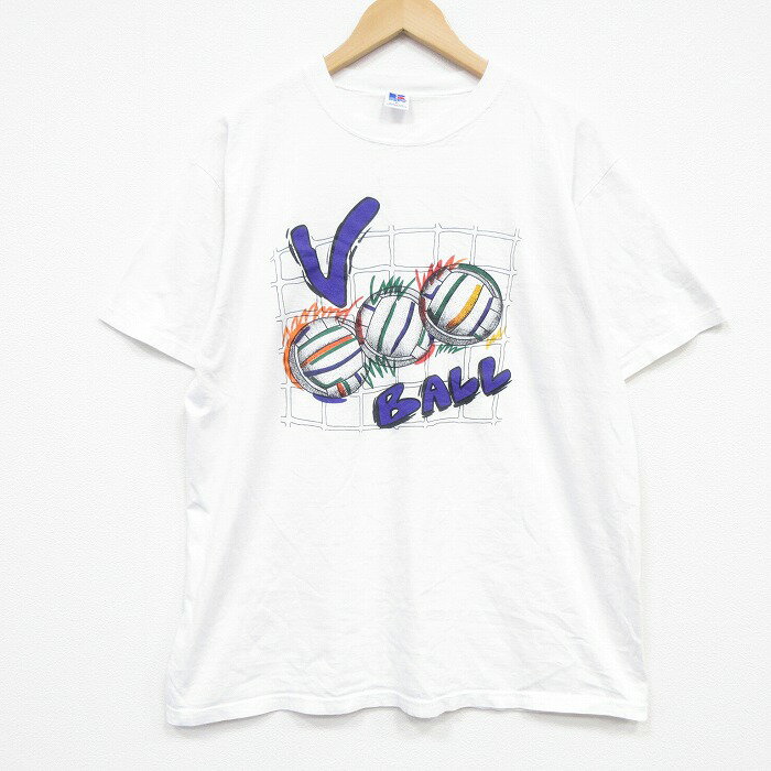 Rakuten - 【中古】古着 ラッセル 半袖 ビンテージ Tシャツ メンズ 80年代 80s バレーボール コットン クルーネック USA製 白【spe】 26apr25