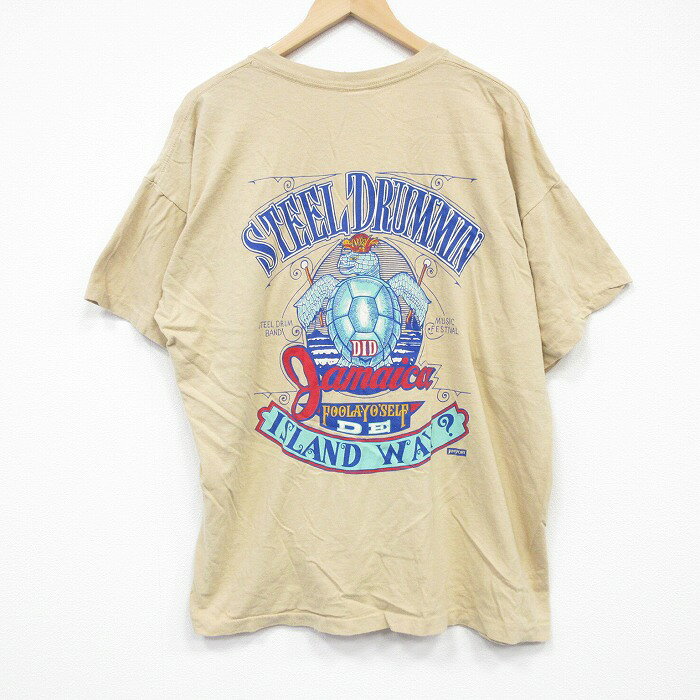 STREET - 【中古】古着 ジャンスポーツ 半袖 ビンテージ Tシャツ メンズ 90年代 90s カメ 胸ポケット付き 大きいサイズ クルーネック USA製 ベージュ 26apr25