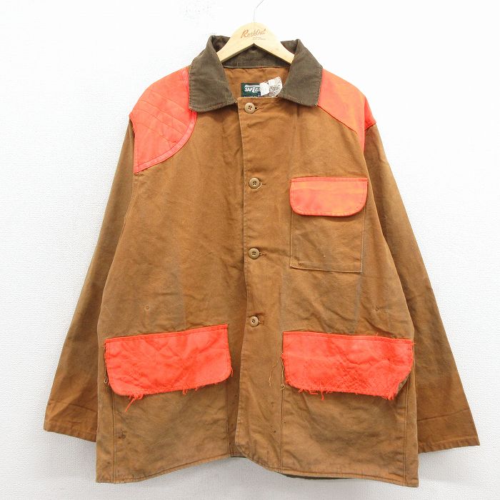 Rakuten - 【中古】古着 SAFTBAK 長袖 ハンティング ジャケット メンズ 90年代 90s ダック地 大きいサイズ 襟コーデュロイ USA製 茶 26apr27