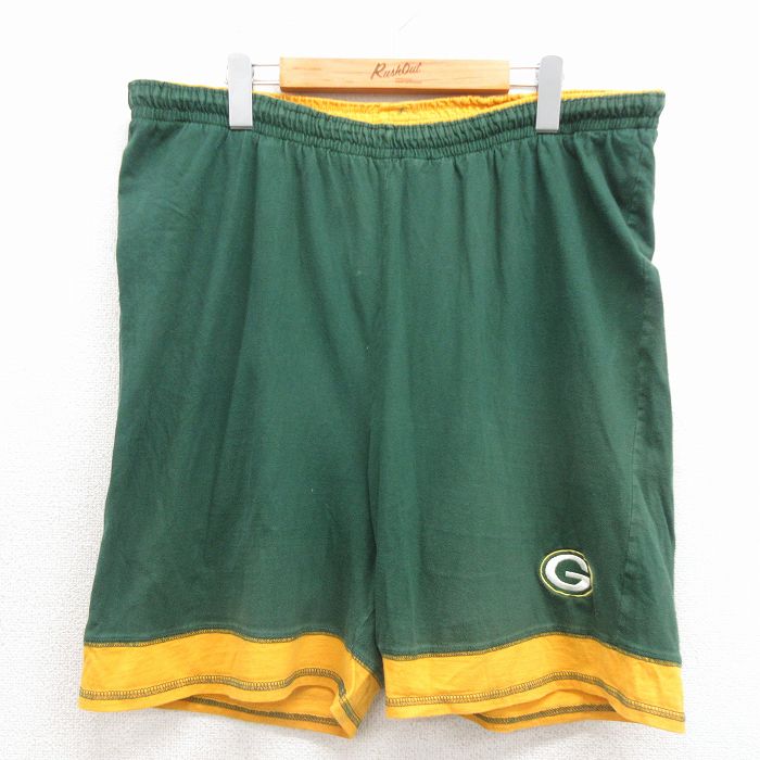 乐天商城 - 【中古】古着 ショート パンツ ショーツ メンズ 90年代 90s NFL グリーンベイパッカーズ コットン 緑 アメフト スーパーボウル 26apr27