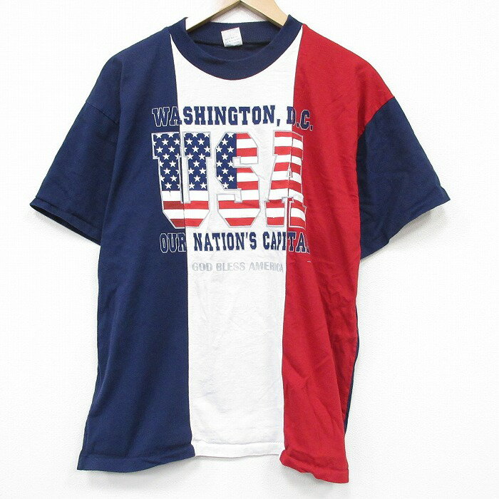 Rakuten - 【中古】古着 半袖 ビンテージ Tシャツ メンズ 90年代 90s USAロゴ マルチカラー クルーネック USA製 白他 26apr30