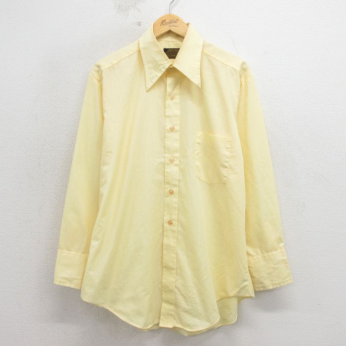乐天商城 - 【中古】古着 シアーズ 長袖 シャツ メンズ 70年代 70s 黄色 26may01