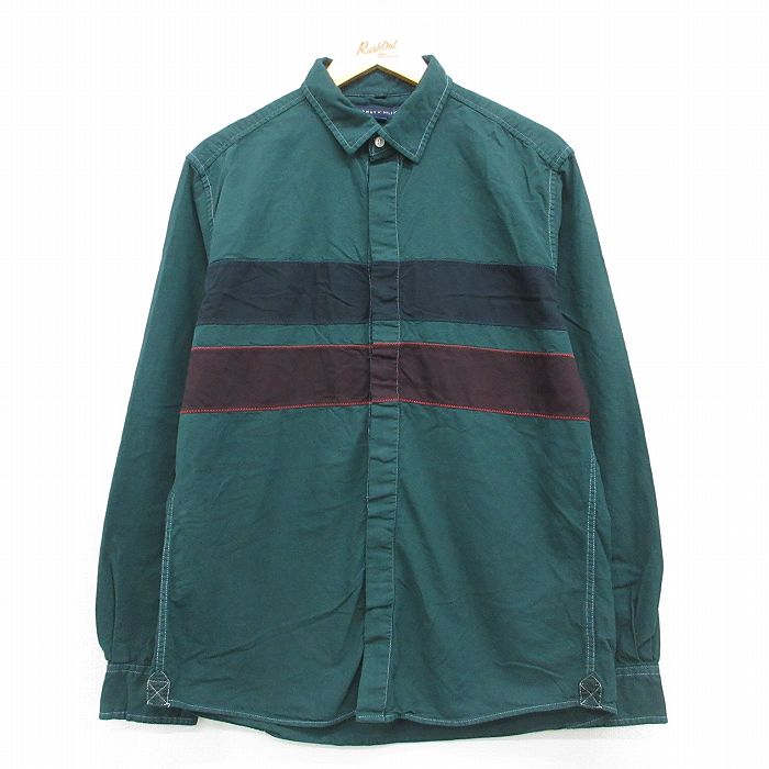 Rakuten - 【中古】古着トミーヒルフィガー 長袖 ブランド シャツ メンズ コットン 緑他 26may02