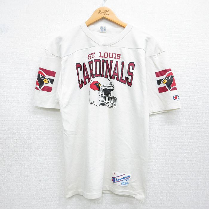 Rakuten - 【中古】古着 チャンピオン champion 半袖 ビンテージ フットボール Tシャツ メンズ 80年代 80s セントルイスカージナルス クルーネック USA製 白【spe】 26may02