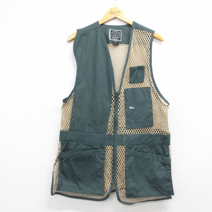 乐天商城 - 【中古】古着 10X ハンティング ベスト 90年代 90s メッシュ地 ロング丈 USA製 緑他 26may07
