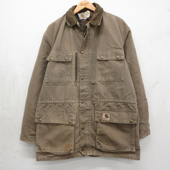 Rakuten - 【中古】古着 カーハート 長袖 ジャケット メンズ 90年代 90s ダック地 ロング丈 コットン USA製 茶系【spe】 26may07