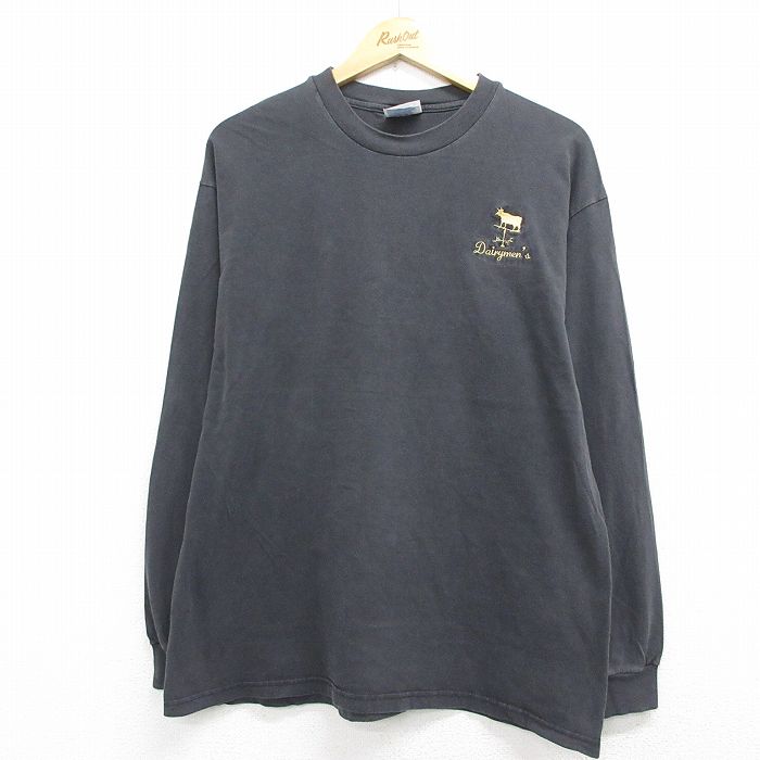 Rakuten - 【中古】古着 ヘインズ 長袖 ビンテージ Tシャツ メンズ 00年代 00s Dairymens コットン クルーネック 黒 26may07