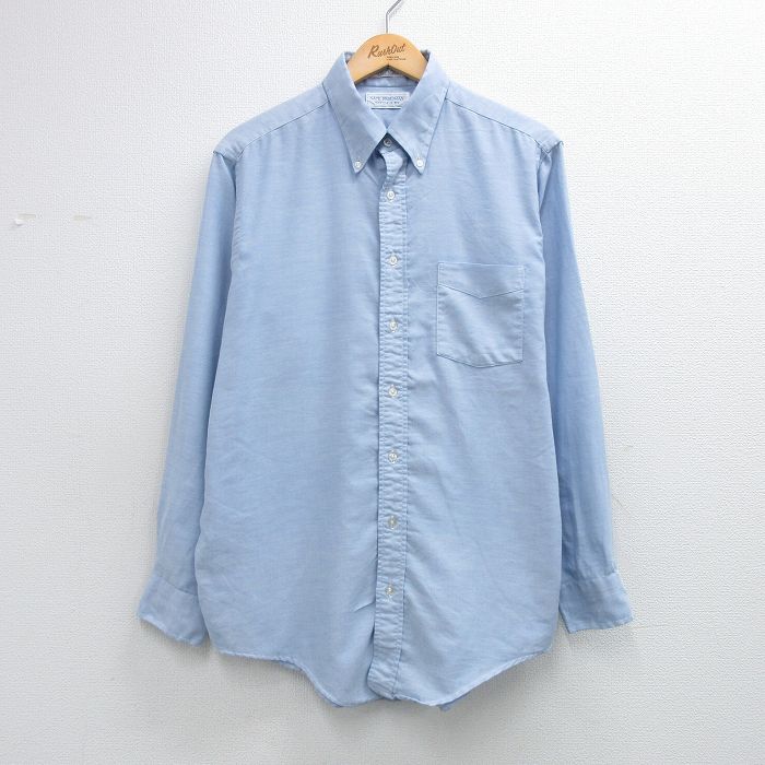 Rakuten - 【中古】古着 長袖 シャツ メンズ 90年代 90s ボタンダウン USA製 薄紺 霜降り 26may08
