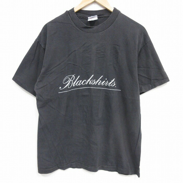 乐天商城 - 【中古】古着 ヘインズ 半袖 ビンテージ Tシャツ メンズ 90年代 90s Blackshirts コットン クルーネック USA製 ブラック【spe】 26jun01