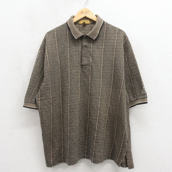 樂天商城 - 【中古】古着 半袖 ポロ シャツ メンズ 90年代 90s 大きいサイズ コットン USA製 ベージュ他 ストライプ 26may12