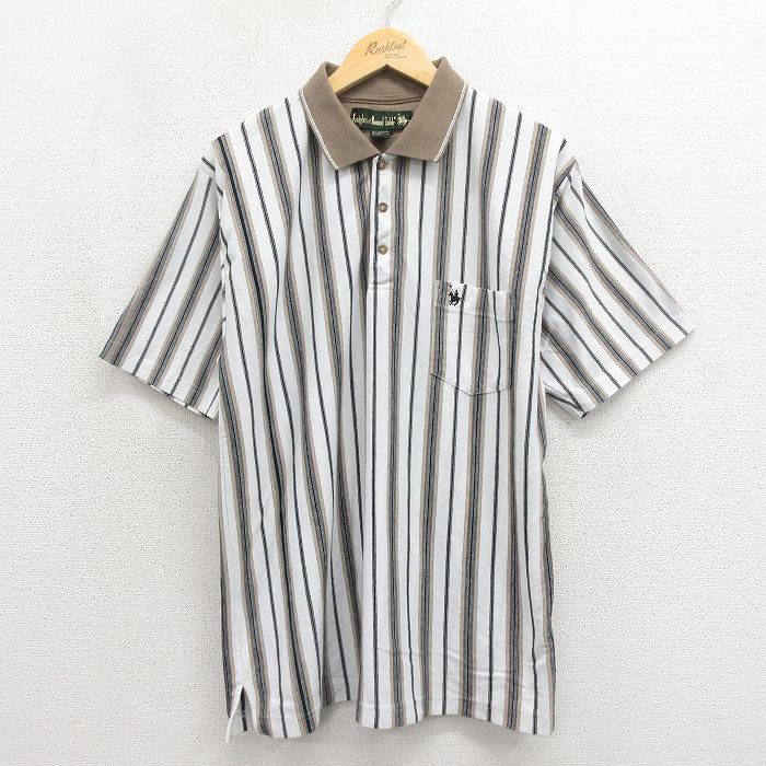 Rakuten - 【中古】古着 半袖 ポロ シャツ メンズ 90年代 90s 白他 ストライプ 26may12