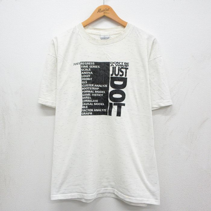 乐天商城 - 【中古】古着 オニータ ONEITA 半袖 ビンテージ Tシャツ メンズ 90年代 90s ICPSR 大きいサイズ コットン クルーネック ホワイト 霜降り【spe】 26may13