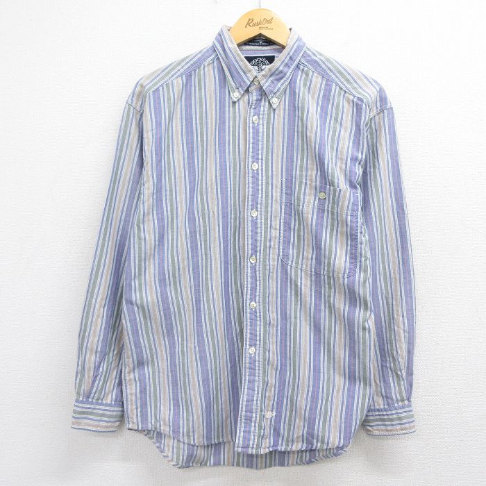 Rakuten - 【中古】古着 ドッカーズ 長袖 ブランド シャツ メンズ 90年代 90s コットン ボタンダウン ライトブルー他 ストライプ【spe】 26may14