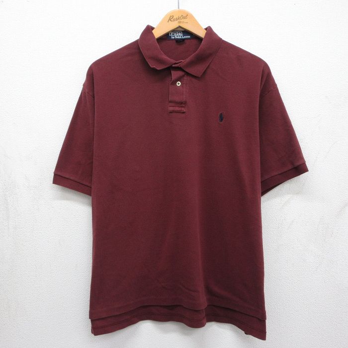 乐天商城 - 【中古】古着 ラルフローレン 半袖 ブランド ポロ シャツ メンズ 90年代 90s ワンポイントロゴ コットン USA製 バーガンディ 26may15