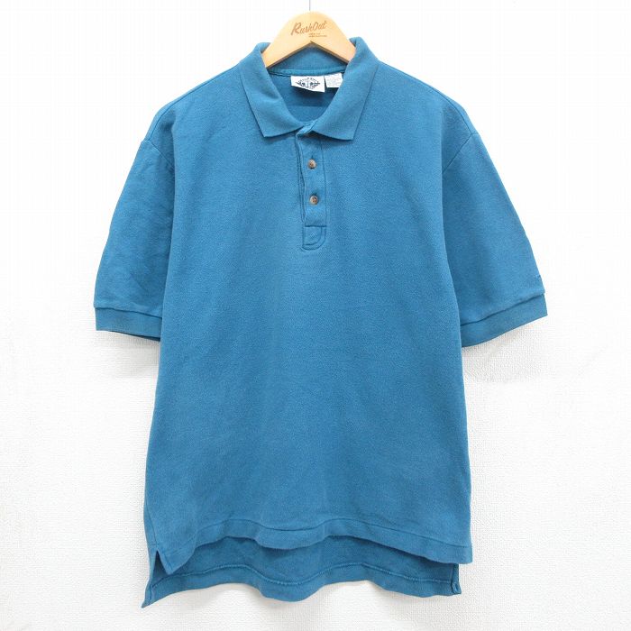 乐天商城 - 【中古】古着 ドッカーズ 半袖 ブランド ポロ シャツ メンズ 90年代 90s 鹿の子 コットン ライトブルー 26may15