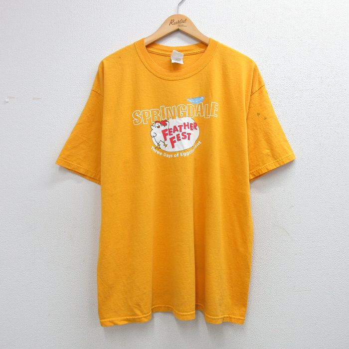 古着 半袖 ビンテージ Tシャツ メンズ 00年代 00s FETHER FEST コットン クルーネック イエロー 26may16