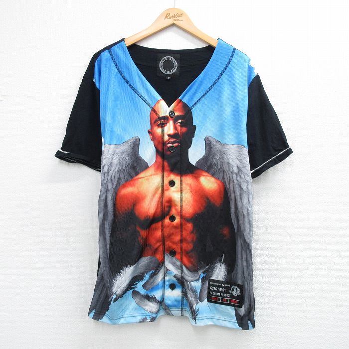Rakuten - 【中古】古着 半袖 ヒップホップ ラップ ベースボール シャツ メンズ トゥパック 2パック 2PAC ブラック 26may18