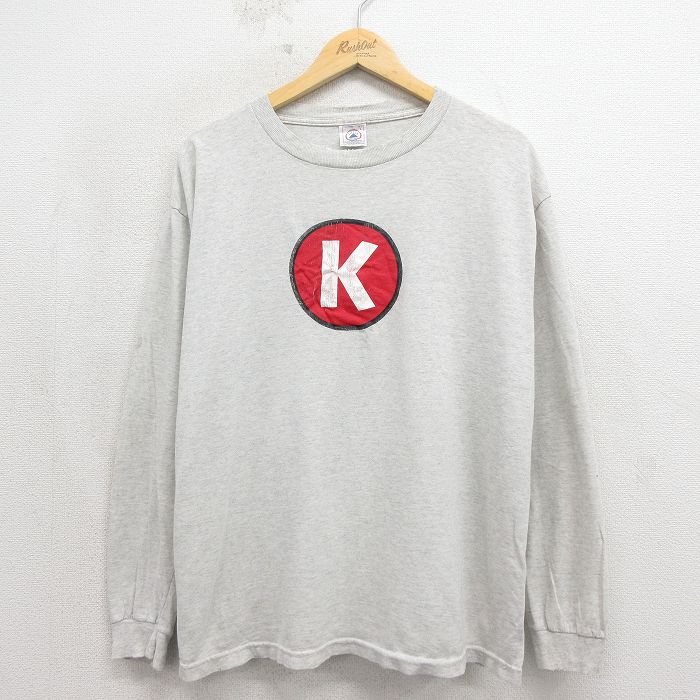 乐天商城 - 【中古】古着 長袖 ビンテージ Tシャツ メンズ 90年代 90s K クルーネック USA製 グレー 霜降り 26may19