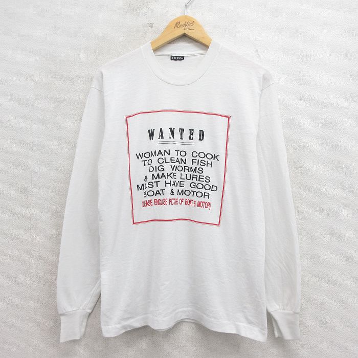 Rakuten - 【中古】古着 長袖 ビンテージ Tシャツ メンズ 80年代 80s メッセージ クルーネック USA製 ホワイト【spe】 26may19