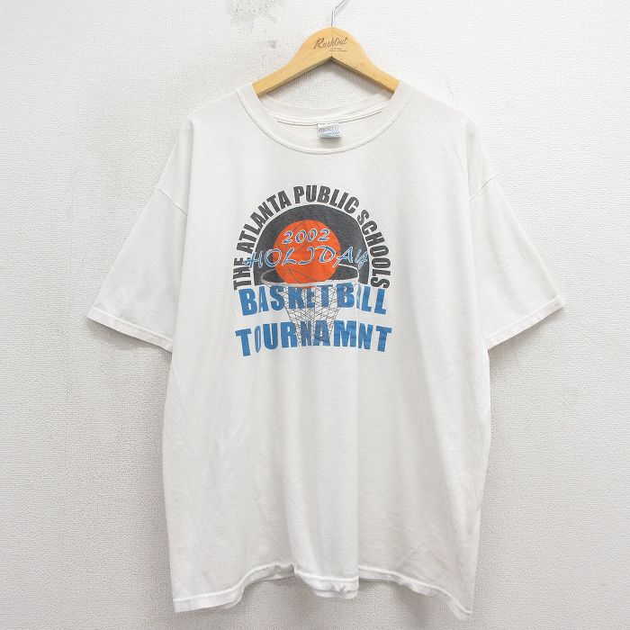 乐天商城 - 【中古】古着 半袖 ビンテージ Tシャツ メンズ 00年代 00s バスケットボール 大きいサイズ コットン クルーネック ホワイト 26may19