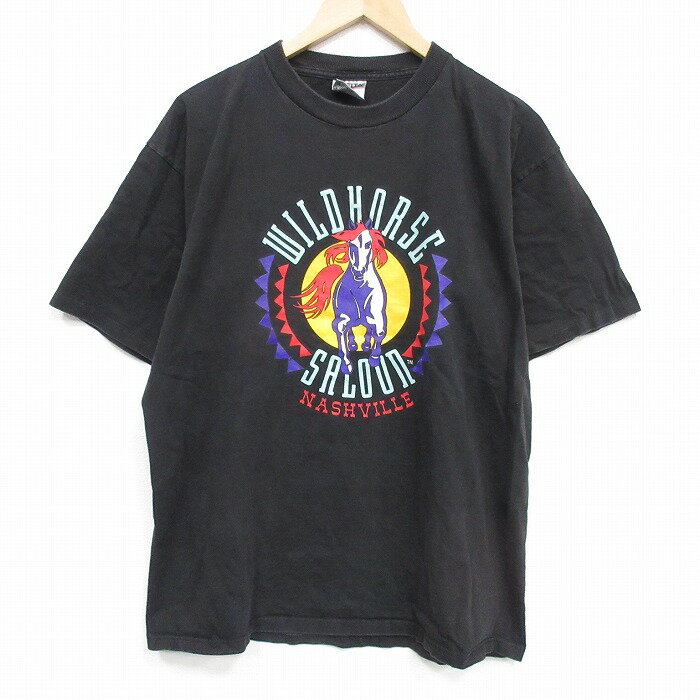 樂天商城 - 【中古】古着 オニータ ONEITA 半袖 ビンテージ Tシャツ メンズ 90年代 90s 馬 コットン クルーネック USA製 ブラック 26may19